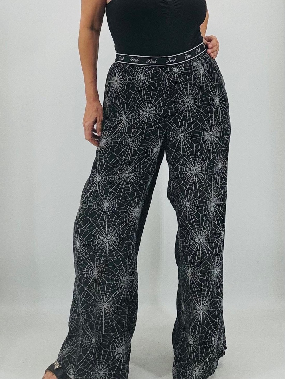 PINK Victoria’s Secret NEW Halloween Goth Spooky Spider Web Lounge Pajama Pants